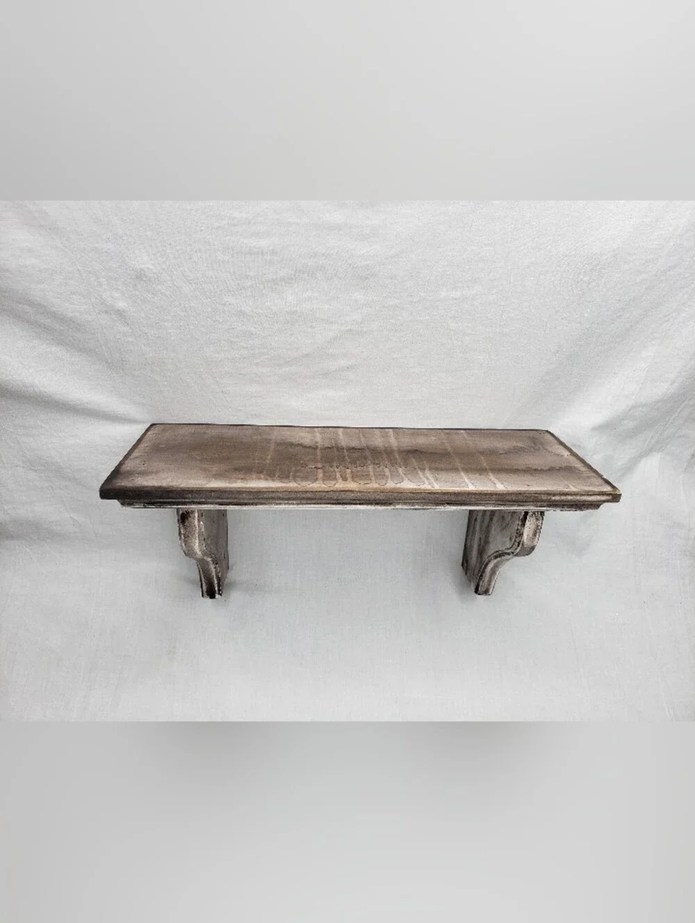 Small Wood Wall Shelf Haunted Brown Drip On White 12 Inches Long